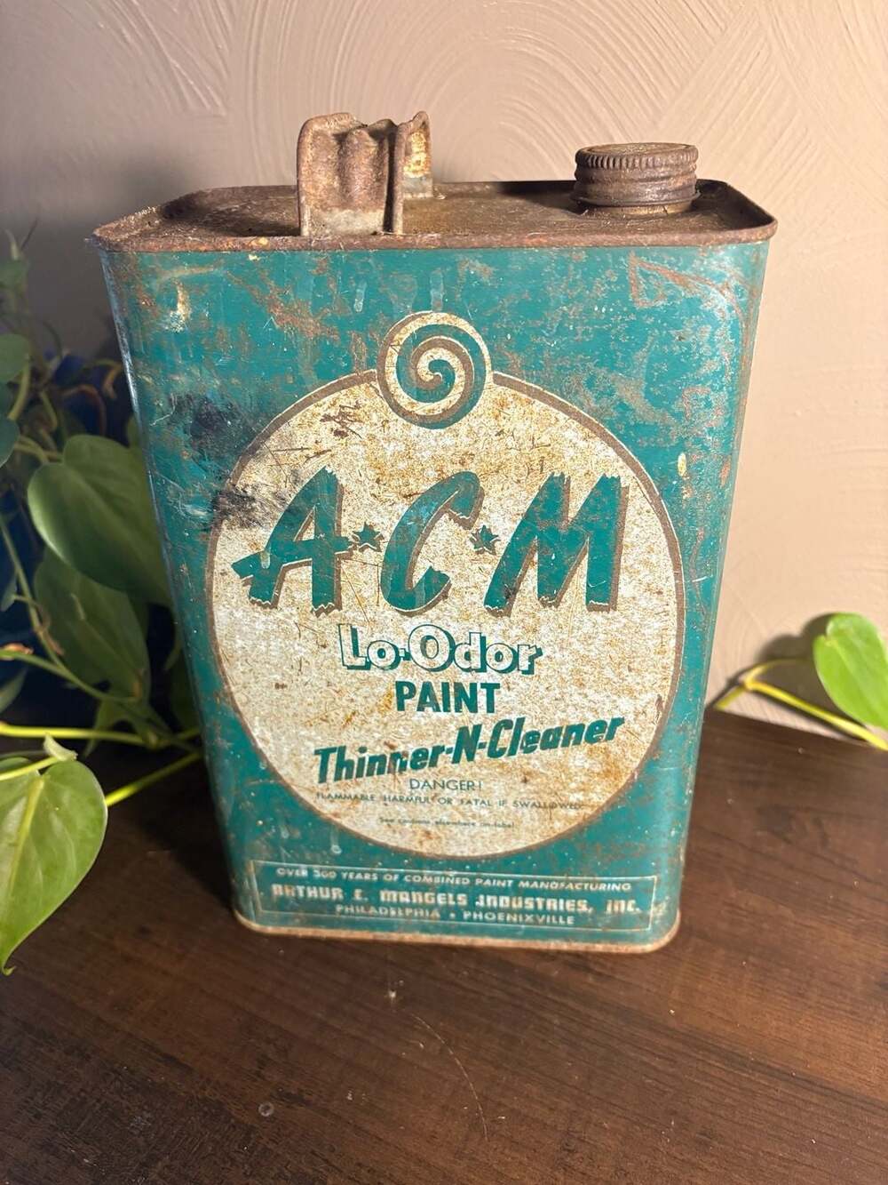 Vintage ACM Lo-Odor Paint Thinner-n-Cleaner Empty Gallon Can